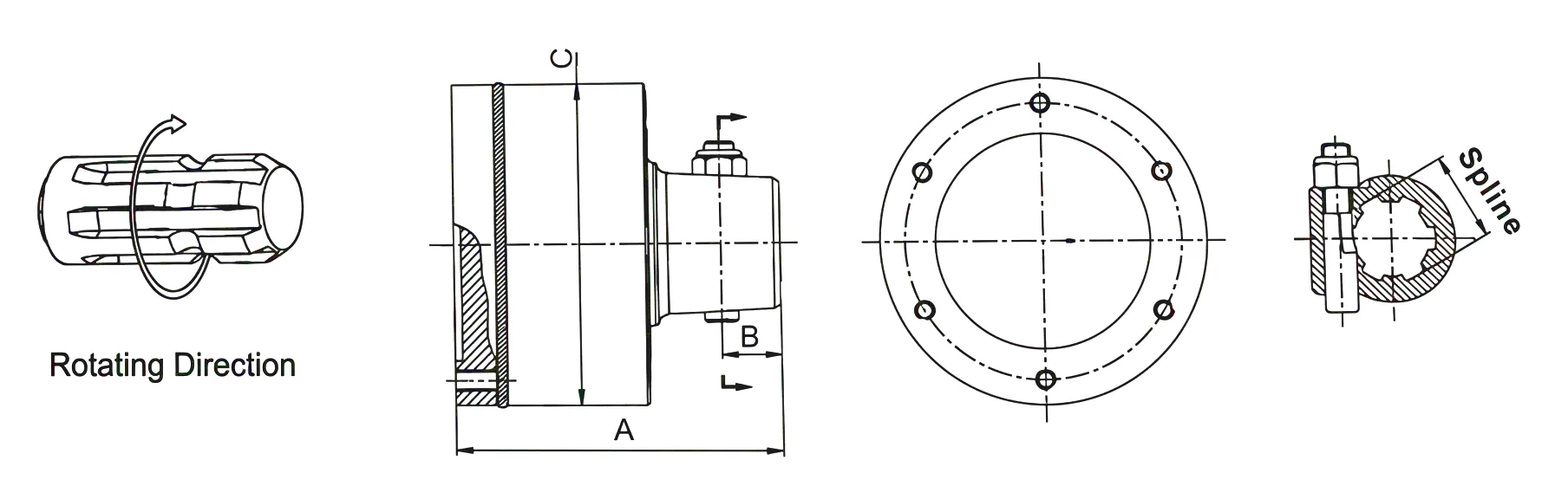 Automatic Torque Limiter SCF Dimensional Drawing 1