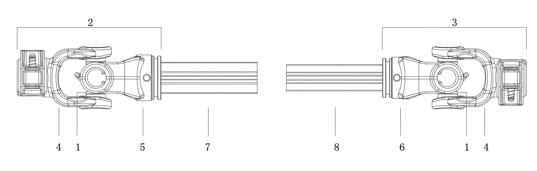 PTO Drive Shaft T Series design drawing and dimensions