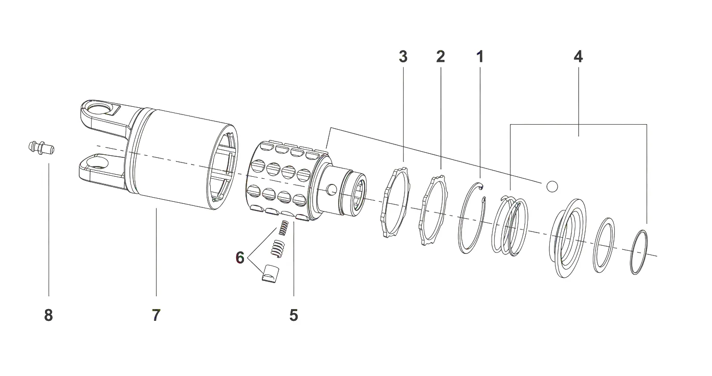 SA4 Series ratchet torque limiter component drawing