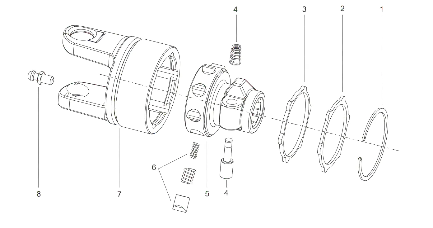 SA1 Series ratchet torque limiter component drawing