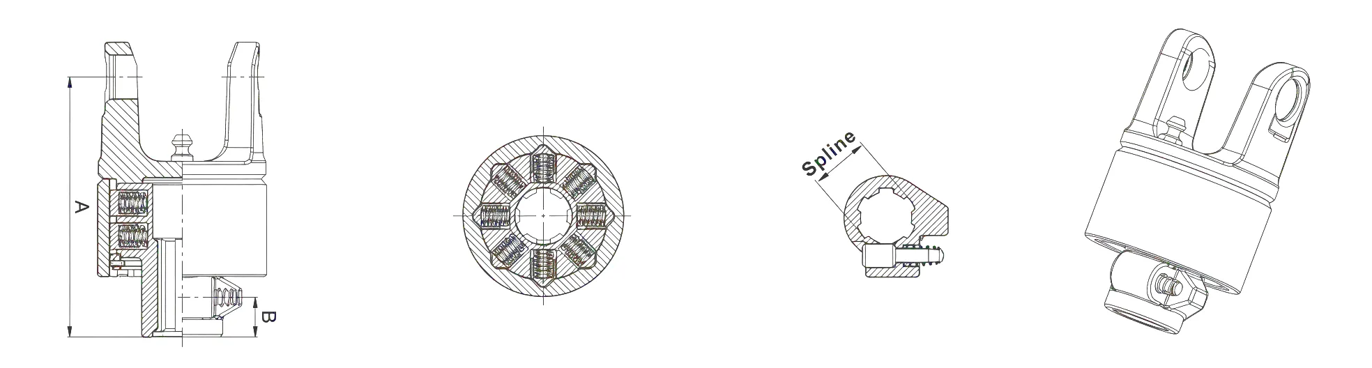 SA2 Series ratchet torque limiter drawing