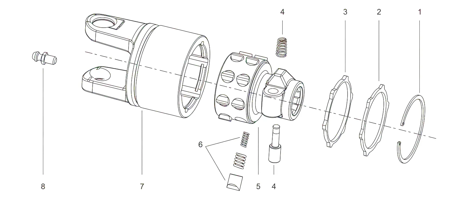 SA2 Series ratchet torque limiter component drawing
