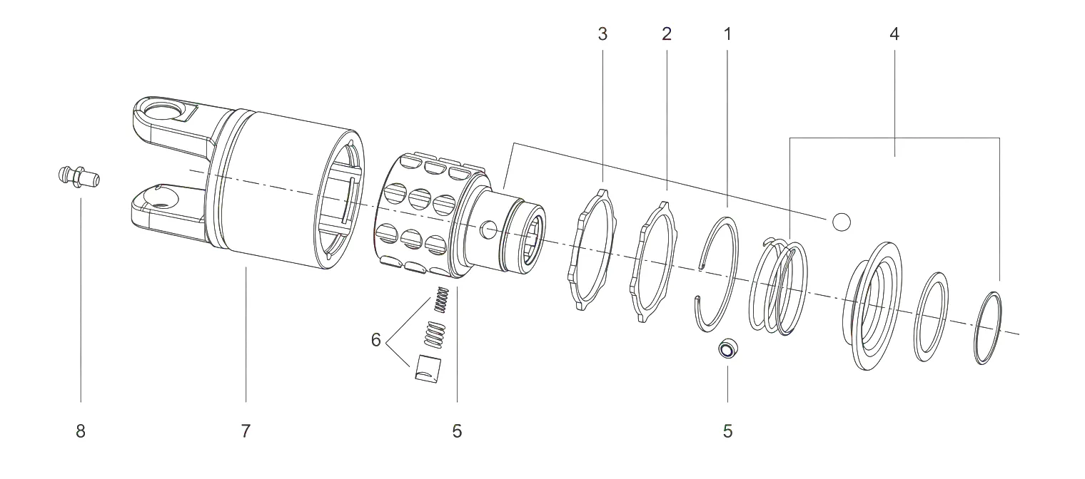 SA3 Series ratchet torque limiter component drawing