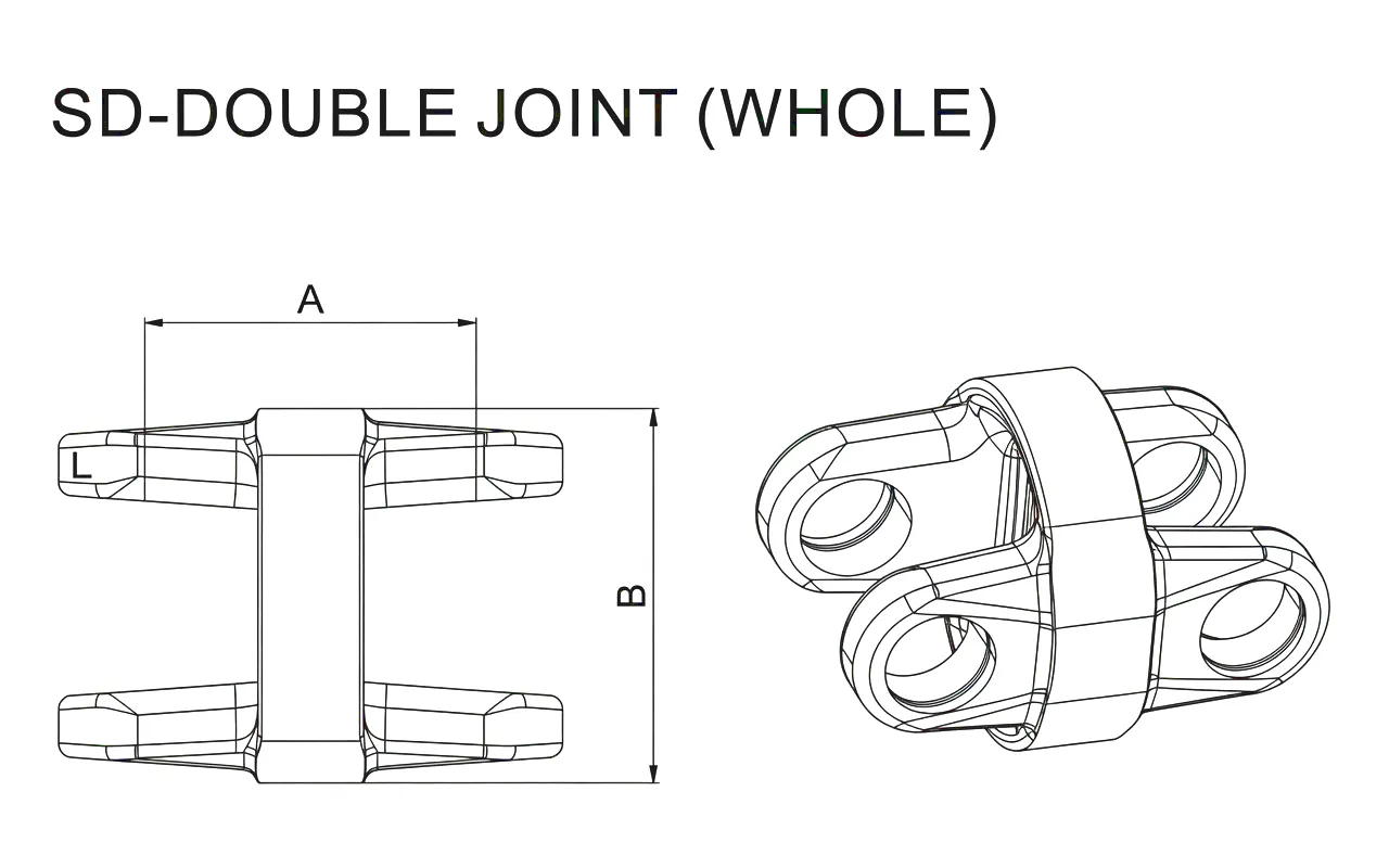 SD-Double Joint PTO shaft technical drawing dimensions A B