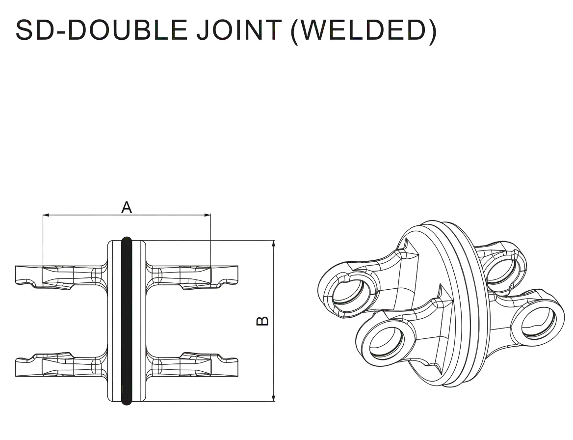 SD-Double Joint PTO shaft cross-section technical drawing