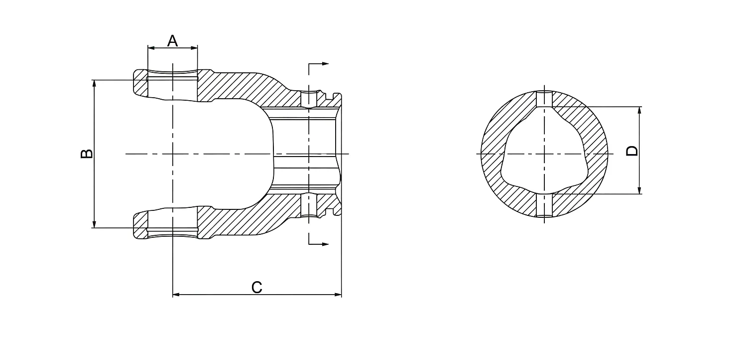 Triangular Yoke Technical Drawing Dimensions