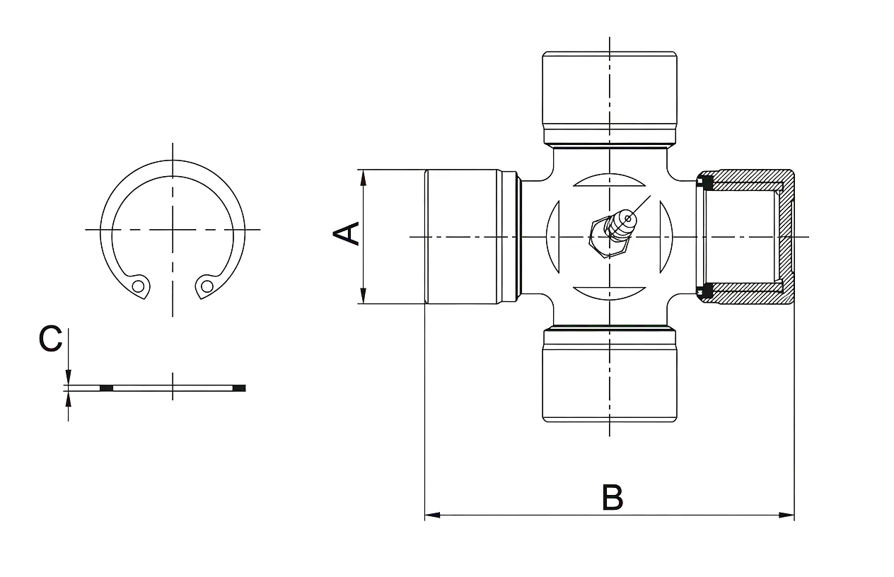 Universal Joint Cross Kit Technical Drawing - Ever Power